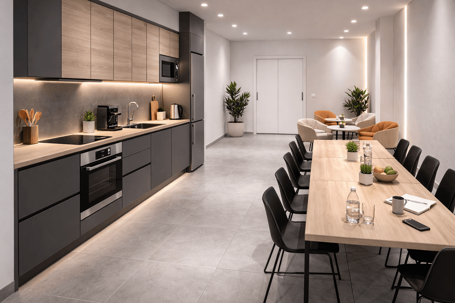 Sala da pranzo comune dello Student Housing A.F.A. in Corso Cento Cannoni 52